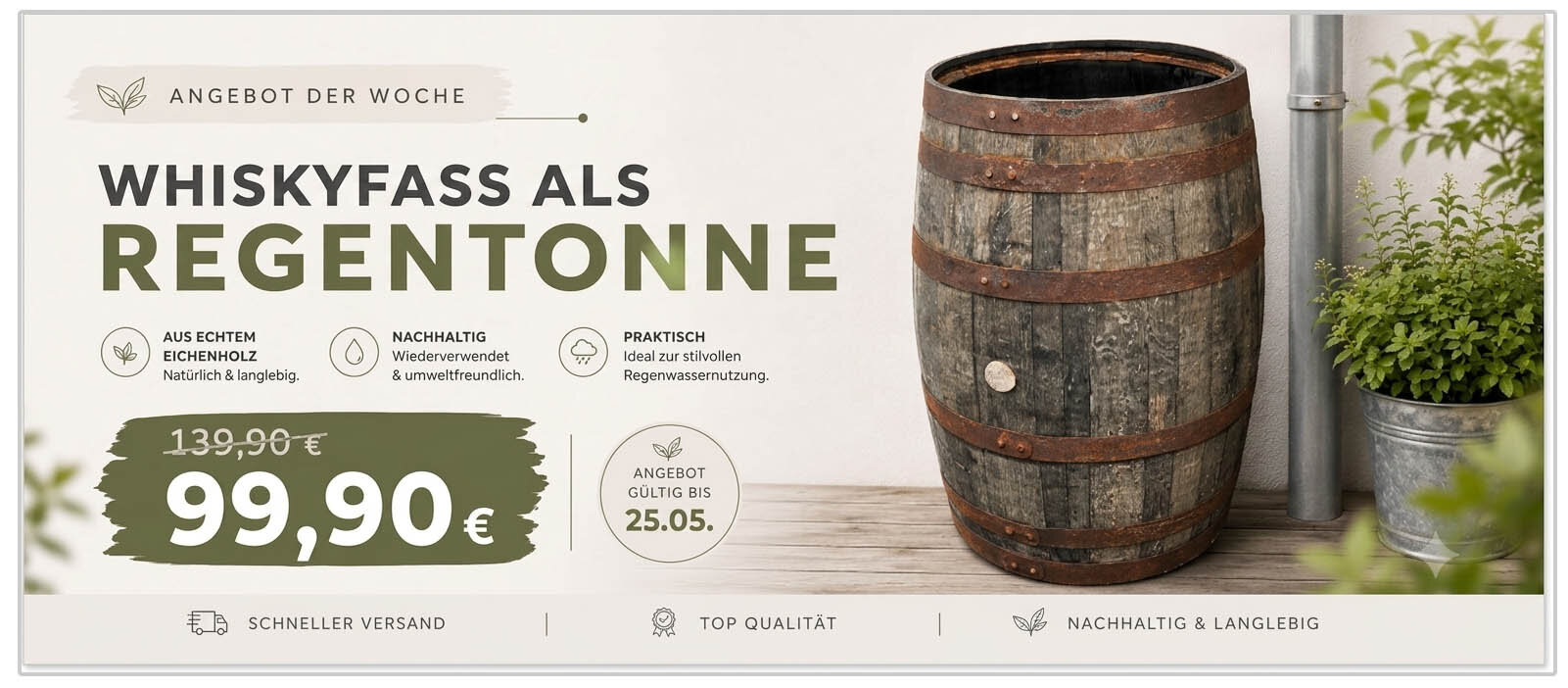 Angebot der Woche -Whiskyfass als Regentonne