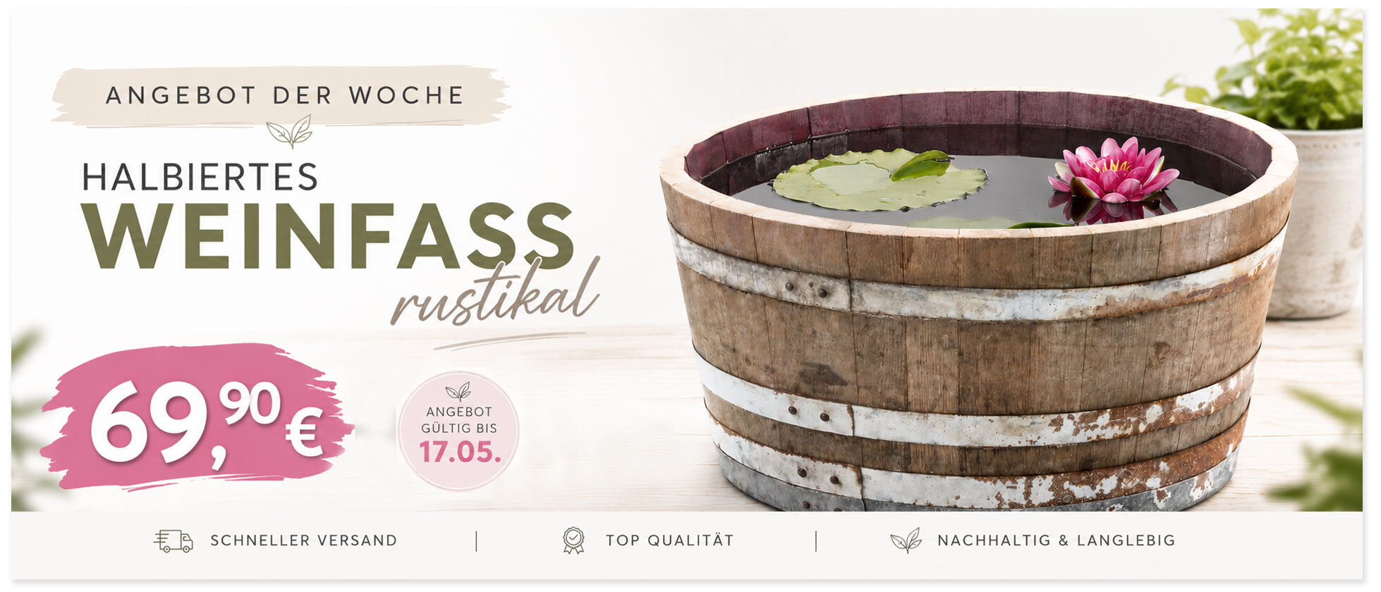 Angebbot der Woche - Weinfass halb rustikal 69,90 Euro