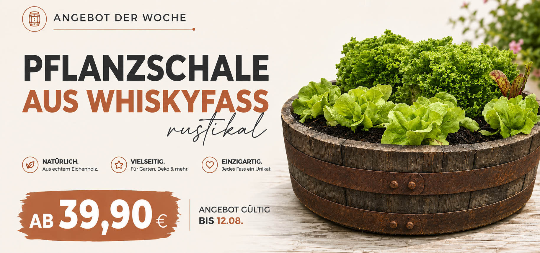 Angebot der Woche - Whiskyfass Pflanzschale