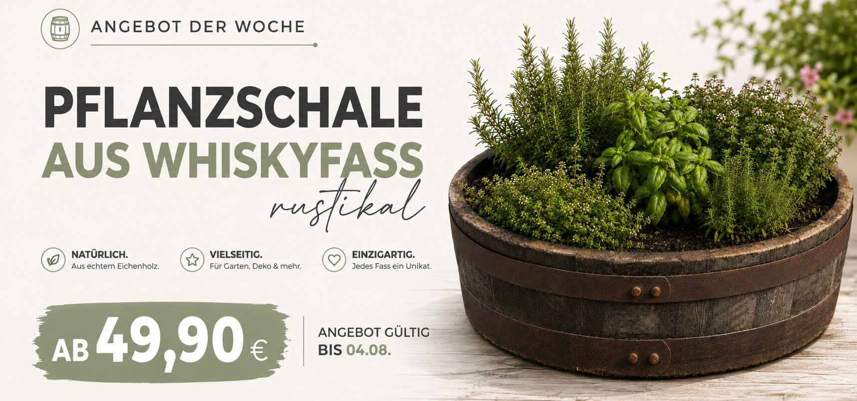 Angebot der Woche - Whiskyfass Pflanzschale