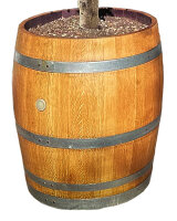 3/4 vom GESCHLIFFENEN Weinfass, verschiedene Größen, als Pflanzkübel, Hochbeet, Wasserspeicher
