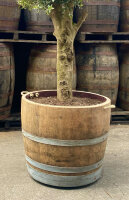 Weinfass halbiert Höhe 50-54 cm ohne Bohrung -natur-ohne Rollen-ohne Schlaufen