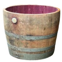 Extra HOHES Weinfass halbiert - Höhe 50-54 cm:  mit Bohrung, natur, ohne Rollen, ohne Schlaufen