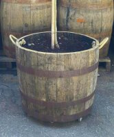 Originales schottisches Whiskyfass halbiert - Höhe 50 cm: ohne Bohrung -ohne Rollen-ohne Schlaufen