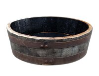 Whiskyfass Abschnitt als Vogeltränke / Pflanzschale: mit Ablaufbohrung,natur,ohne Rollen,ohne Schlaufen