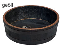 Whiskyfass Abschnitt als Vogeltränke / Pflanzschale: mit Ablaufbohrung,natur,ohne Rollen,ohne Schlaufen