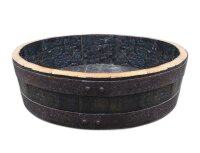 Whiskyfass Abschnitt als Vogeltränke / Pflanzschale: mit Ablaufbohrung,natur,ohne Rollen,ohne Schlaufen