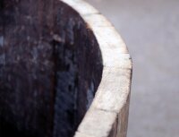 Whiskyfass Abschnitt als Vogeltränke / Pflanzschale: mit Ablaufbohrung,natur,ohne Rollen,ohne Schlaufen