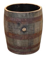 3/4 von 190L Whiskyfass als Hochbeet/Pflanzkübel: mit Ablaufbohrungen, natur, ohne Rollen, ohne Trageschlaufen