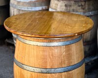 Tischplatte aus Holz mit WETTERSCHUTZ für Weinfass Stehtisch: Ohne Bohrungen,80 cm,dunkel