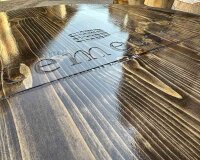 Tischplatte aus Holz mit WETTERSCHUTZ mit Gravur ohne Bohrungen 80cm eichenfarben