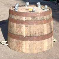 Extra HOHES schottisches Whiskyfass halbiert (Höhe ca. 50 cm):  natur, mit Ablaufbohrungen, ohne Rollen, ohne Schlaufen