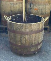 Extra HOHES schottisches Whiskyfass halbiert (Höhe ca. 50 cm):  natur, mit Ablaufbohrungen, ohne Rollen, ohne Schlaufen