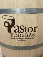 FASS MIT IHREM LOGO - Personalisiertes geschliffenes 225L Weinfass:  1x Bauch, natur, verzinkte Spannringe