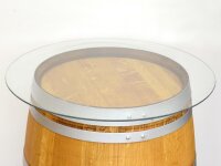 FASS MIT IHREM LOGO - Personalisiertes geschliffenes 225L Weinfass:  1x Bauch, natur, verzinkte Spannringe