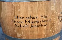 Personalisiertes GESCHLIFFENES 225L Weinfass: Schriftzug am Bauch, natur, verzinkte Ringe