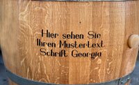 Personalisiertes GESCHLIFFENES 225L Weinfass: Schriftzug am Bauch, natur, verzinkte Ringe