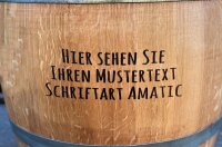 Personalisiertes GESCHLIFFENES 225L Weinfass: Schriftzug am Bauch, natur, verzinkte Ringe