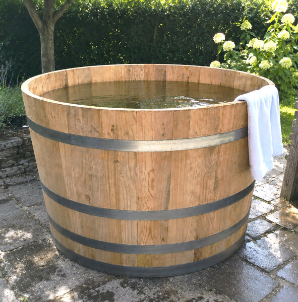 D120 cm Badefass aus Kastanienholz, neu gefertigt, XXL  natur- ohne Schlaufen