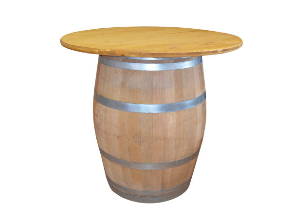 Weinfass als Stehtisch mit Tischplatte Eiche Lasur - Fass natur Tischplatte: Durchmesser 100 cm