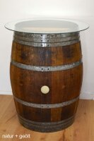 225L Weinfass als Stehtisch - mit Glasplatte Oberfläche: Natur