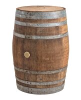 225l Weinfass als Regentonne - massives Eichenfass naturbelassen Farbe: Dunkel, Deckel: Deckel mit Kordel / Seil, Wasserhahn: Messing: Höhe 40 cm, Behandelt: geölt