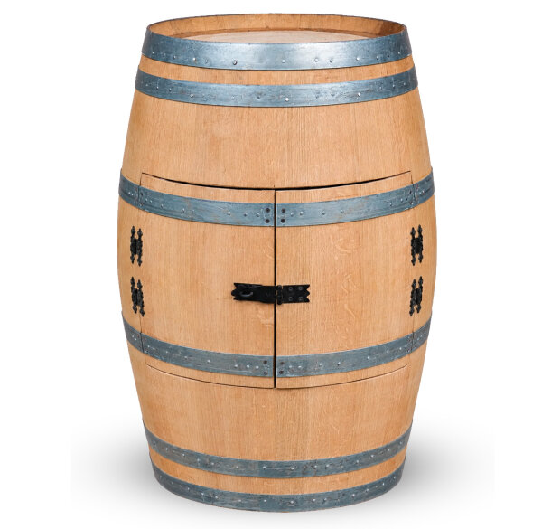 Weinfass als Weinschrank / Barfass - GESCHLIFFEN - Grill Beistelltisch