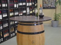 Weinfass als Weinschrank / Barfass - GESCHLIFFEN - Grill Beistelltisch