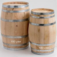 100 Liter Holzfass NATUR als Regenfass, neu gefertigt aus Kastanie, ohne Deckel