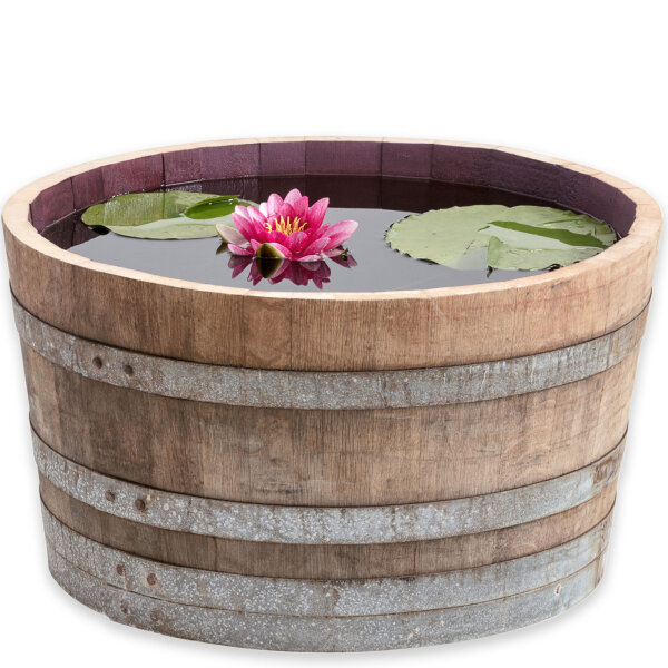 D 70cm - Halbiertes Weinfass als Miniteich - D70cm H40 100L Inhalt Natur