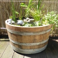 D 70cm - Halbiertes Weinfass als Miniteich - D70cm H40 100L Inhalt Natur