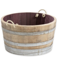 D 70cm - Halbiertes Weinfass als Miniteich - D70cm H40 100L Inhalt Natur