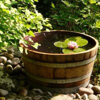 D 70cm - Halbiertes Weinfass als Miniteich - D70cm H40 100L Inhalt Natur