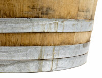 D 75cm - Weinfass halbiert 150l - Als Pflanzkübel oder Teichfass Oberfläche: Natur, ohne Rollen, ohne Schlaufen, Ablaufbohrungen: ohne Bohrung (Miniteich)