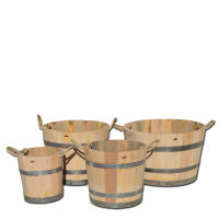 Pflanzkübel aus Kastanienholz: ohne Ablaufbohrung,30 cm,ohne Rollen,ohne Schlaufen