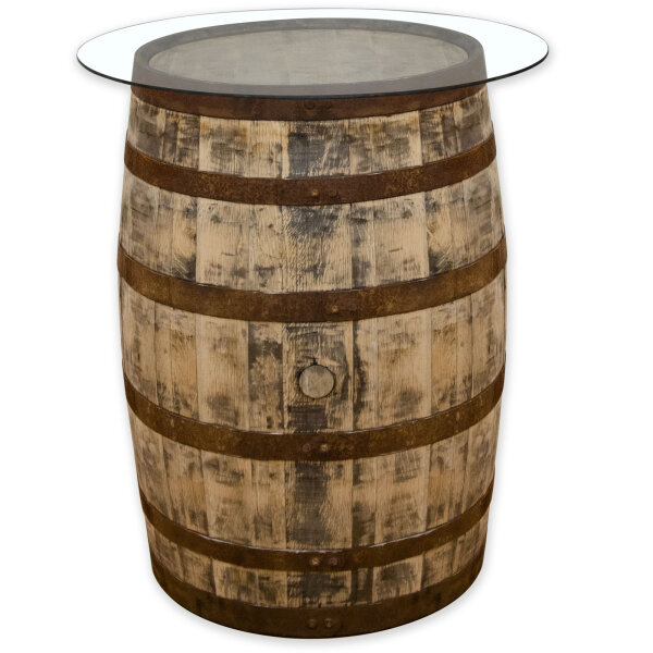 190L Originales ANGESCHLIFFENES schottisches Whiskyfass mit Glasplatte