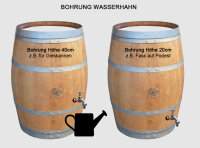 228L Weinfass  "Bordeaux"  aus Frankreich - als Regentonne Deckel: Ohne Deckel, Wasserhahn: Ohne Wasserhahn