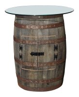 Whiskyschrank mit Glasplatte - originales schottisches Whiskyfass - Barmöbel - 190L