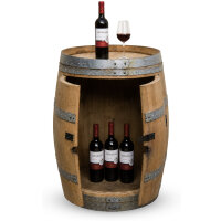 Weinfass als Weinschrank/Barfass - NATUR, MIT GROßER TÜR - Grill Beistelltisch