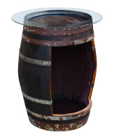 Weinfass mit Öffnung und Glasplatte als Weinschrank Barfass - rustikales Fass