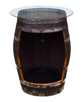 Weinfass mit Öffnung und Glasplatte als Weinschrank Barfass - rustikales Fass