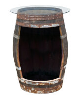 Weinfass mit Öffnung und Glasplatte als Weinschrank Barfass - rustikales Fass Behandelt: natur
