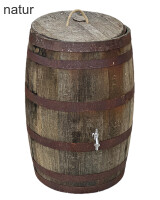 190L Whiskyfass, Eichenfass geöffnet als Regentonne Deckel: Ohne Deckel, Wasserhahn: Messing: Höhe 40 cm, Behandelt: natur
