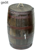 190L Whiskyfass, Eichenfass geöffnet als Regentonne Deckel: Ohne Deckel, Wasserhahn: Messing: Höhe 40 cm, Behandelt: natur
