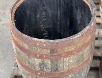 190L Whiskyfass, Eichenfass geöffnet als Regentonne Deckel: Deckel mit Kordel / Seil, Wasserhahn: Messing: Höhe 20 cm, Behandelt: natur