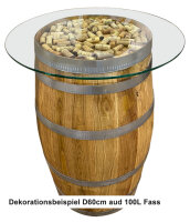Holzfass neu gefertigt 100 Liter geölt -  mit Glasplatte D50cm oder D60cm