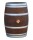 225L geschliffenes Weinfass palisanderfarben mit silbernen Ringen als Stehtisch, Dekofass: nicht fixiert,ohne Rollen,ohne Tischplatte
