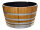 D 92cm - GESCHLIFFENES Weinfass halbiert aus Eichenholz natur (verzinkt),ohne Bohrung (Miniteich),natur,ohne Rollen,ohne Schlaufen